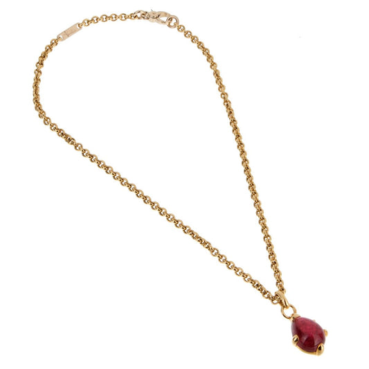 Pothtmellato Yellow Gold Pink Tourmaline Pendant Necklace