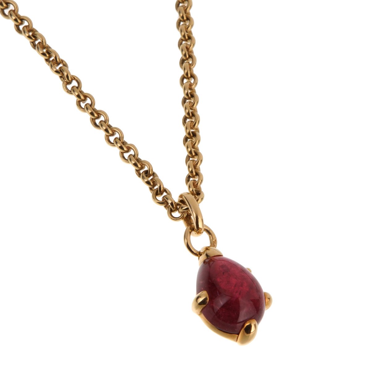 Pothtmellato Yellow Gold Pink Tourmaline Pendant Necklace