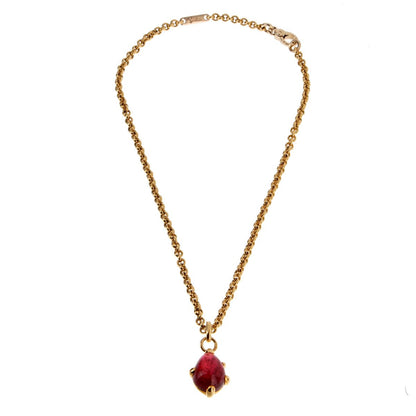 Pothtmellato Yellow Gold Pink Tourmaline Pendant Necklace