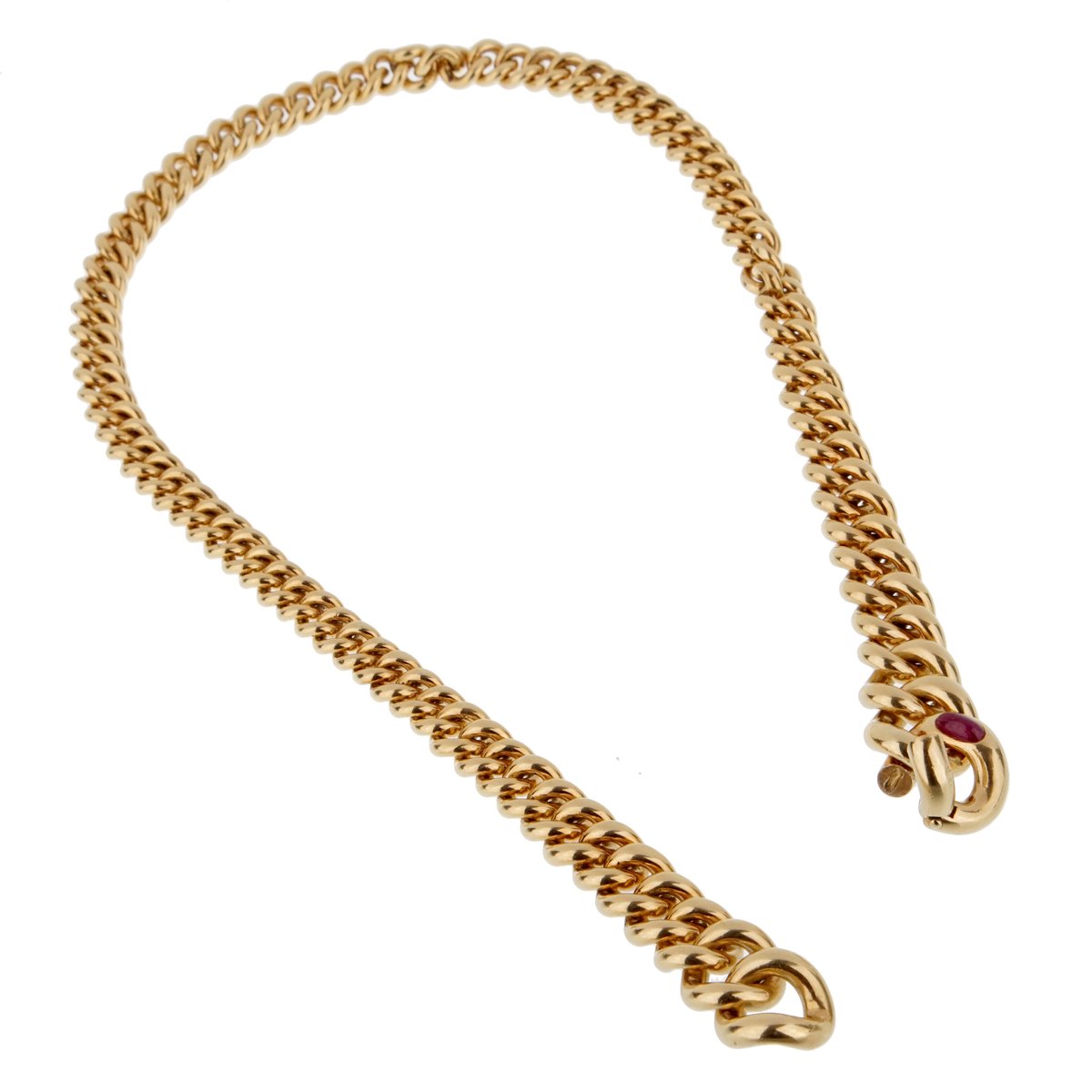 Pothtmellato Yellow Gold Ruby Chain Necklace