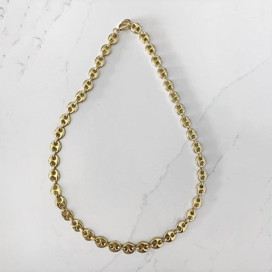 Puffed Mariner Silver Chain Bold Link Necklace