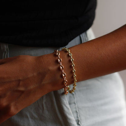 Mariner Chain Bracelet for Women Rose Gold Silver Puffed Link