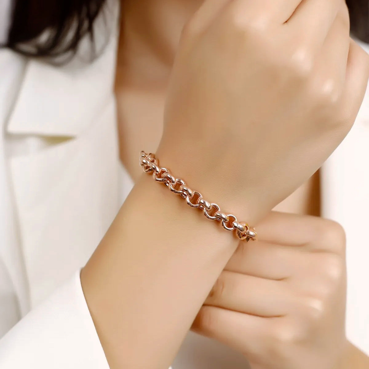 Women's 6 mm Rolo Chain Bracelet Solid Silver Jewelry