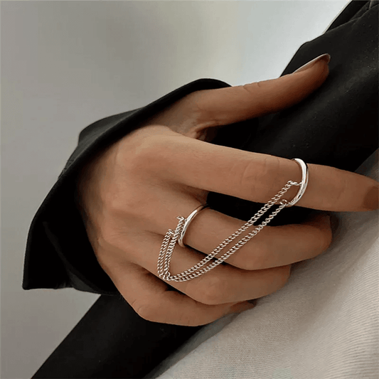 Double Chain Women's Ring 925 Sterling Silver Party Jewelry