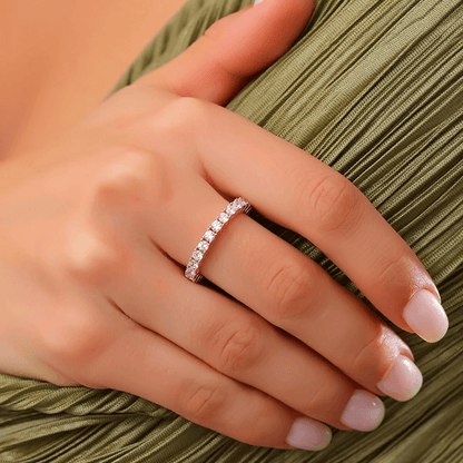 Eternity Zircon Ring Sterling Silver and Round Crystals