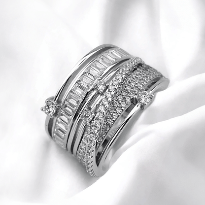 Zircon Stone Spiral Cocktail Ring in Sterling Silver