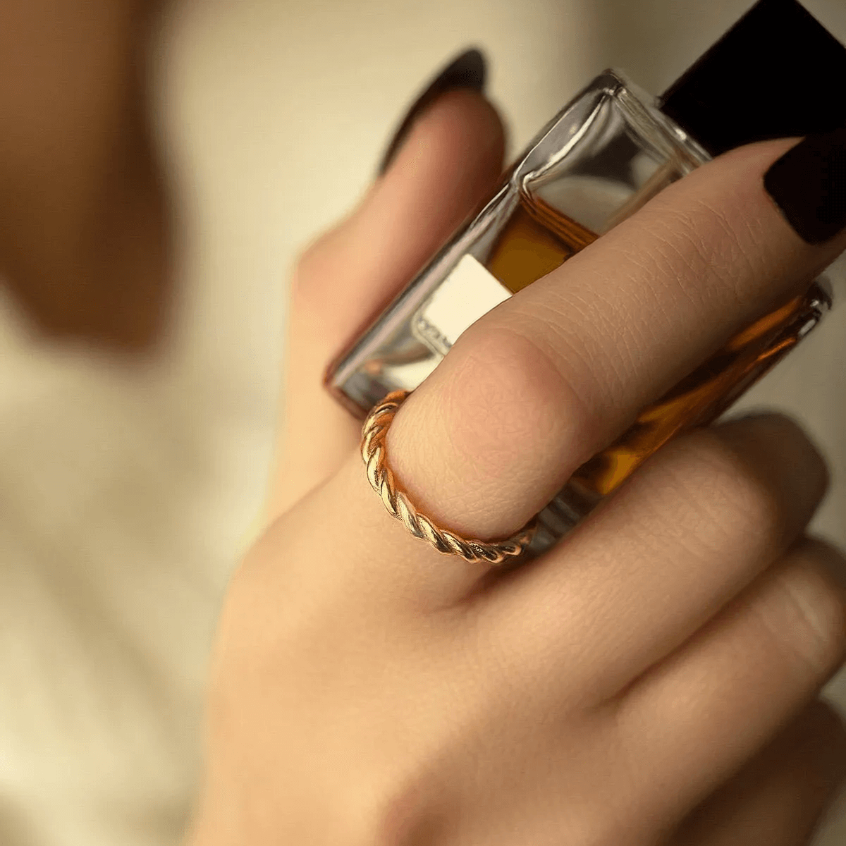 Twisted Wire Ring Gold-Plated Silver Rope Design Band