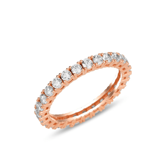 Eternity Zircon Ring Sterling Silver and Round Crystals