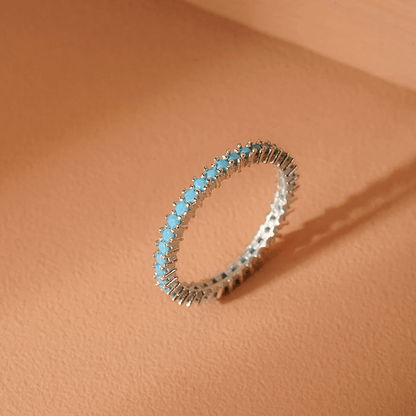 Single Row Mixed Colors Zircon Stone Eternity Silver Ring