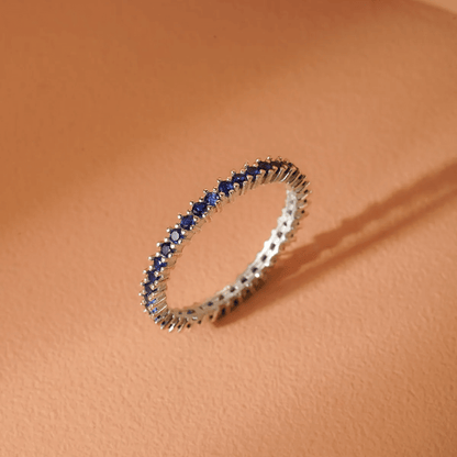 Single Row Mixed Colors Zircon Stone Eternity Silver Ring