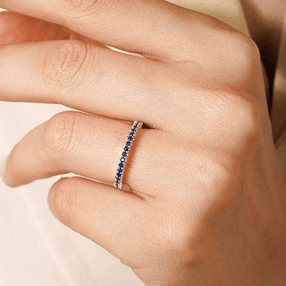 Single Row Mixed Colors Zircon Stone Eternity Silver Ring