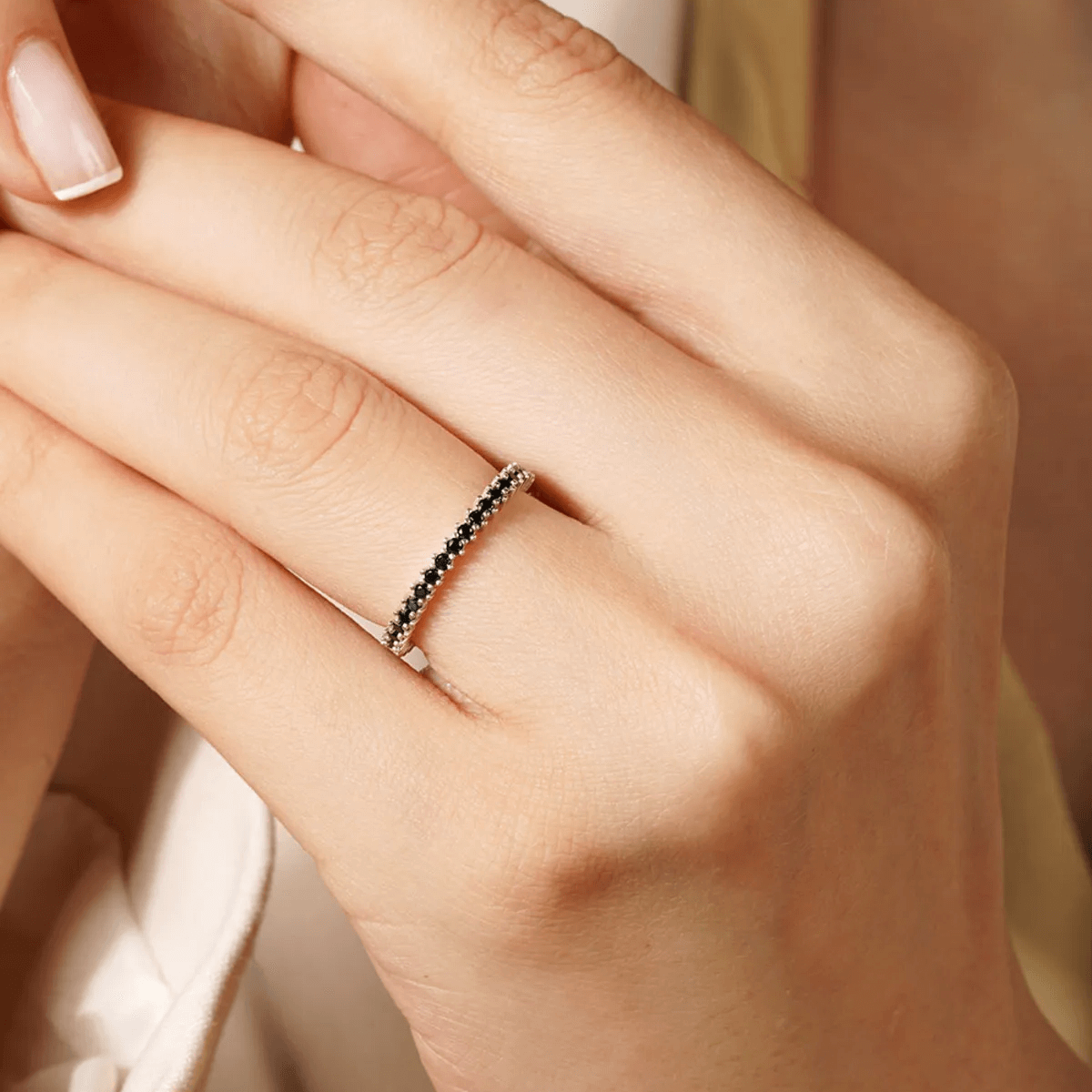 Single Row Mixed Colors Zircon Stone Eternity Silver Ring