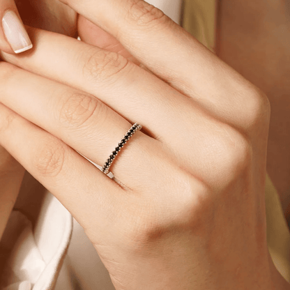 Single Row Mixed Colors Zircon Stone Eternity Silver Ring