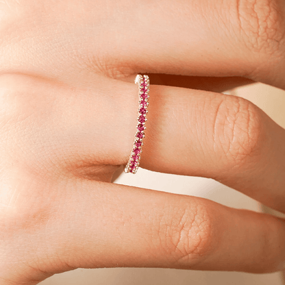 Single Row Mixed Colors Zircon Stone Eternity Silver Ring