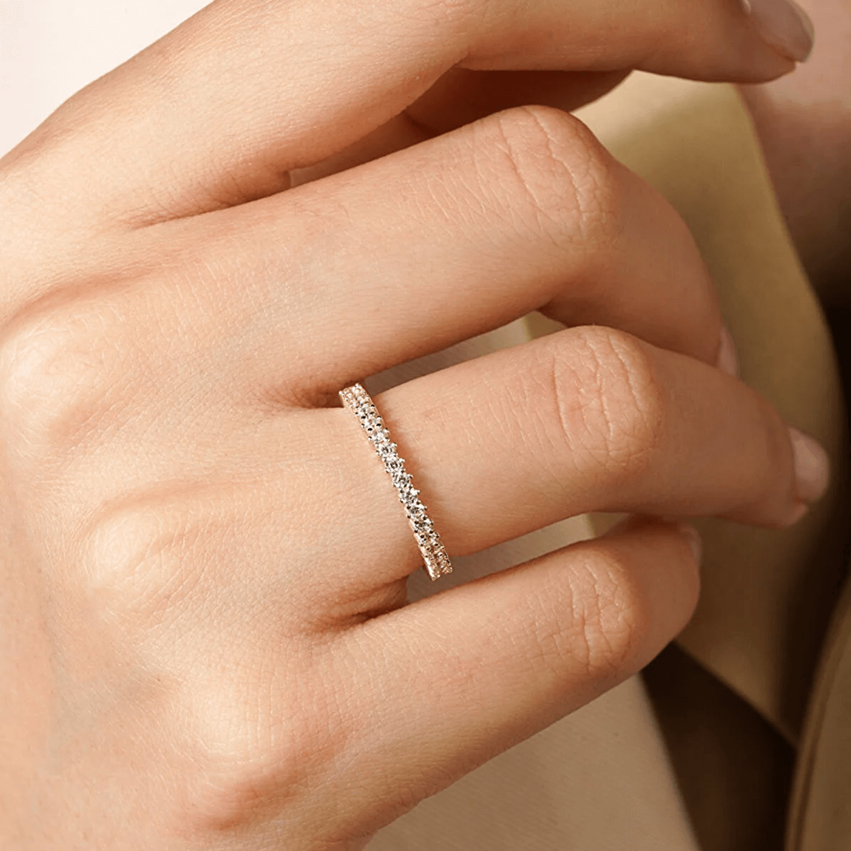 Single Row Mixed Colors Zircon Stone Eternity Silver Ring