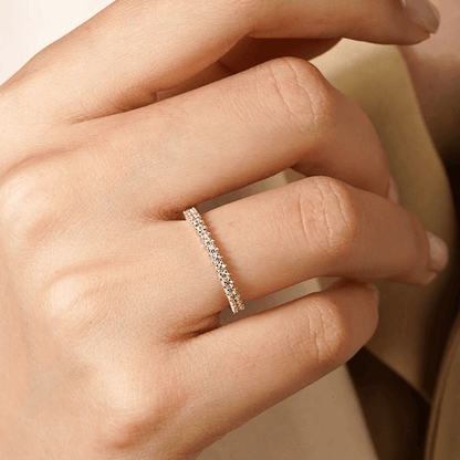 Single Row Mixed Colors Zircon Stone Eternity Silver Ring