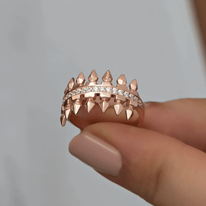 Spike Ring with Pave Zircon Trendy Silver Jewelry