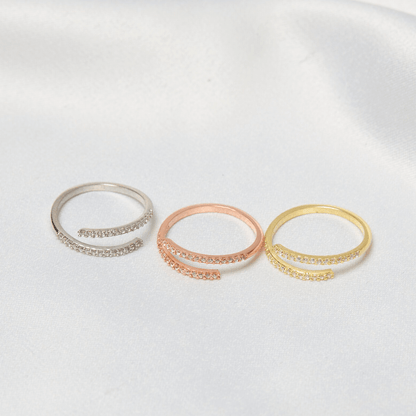 Pav¨¦ CZ Multi Row Open Ring in Solid 925 Sterling Silver