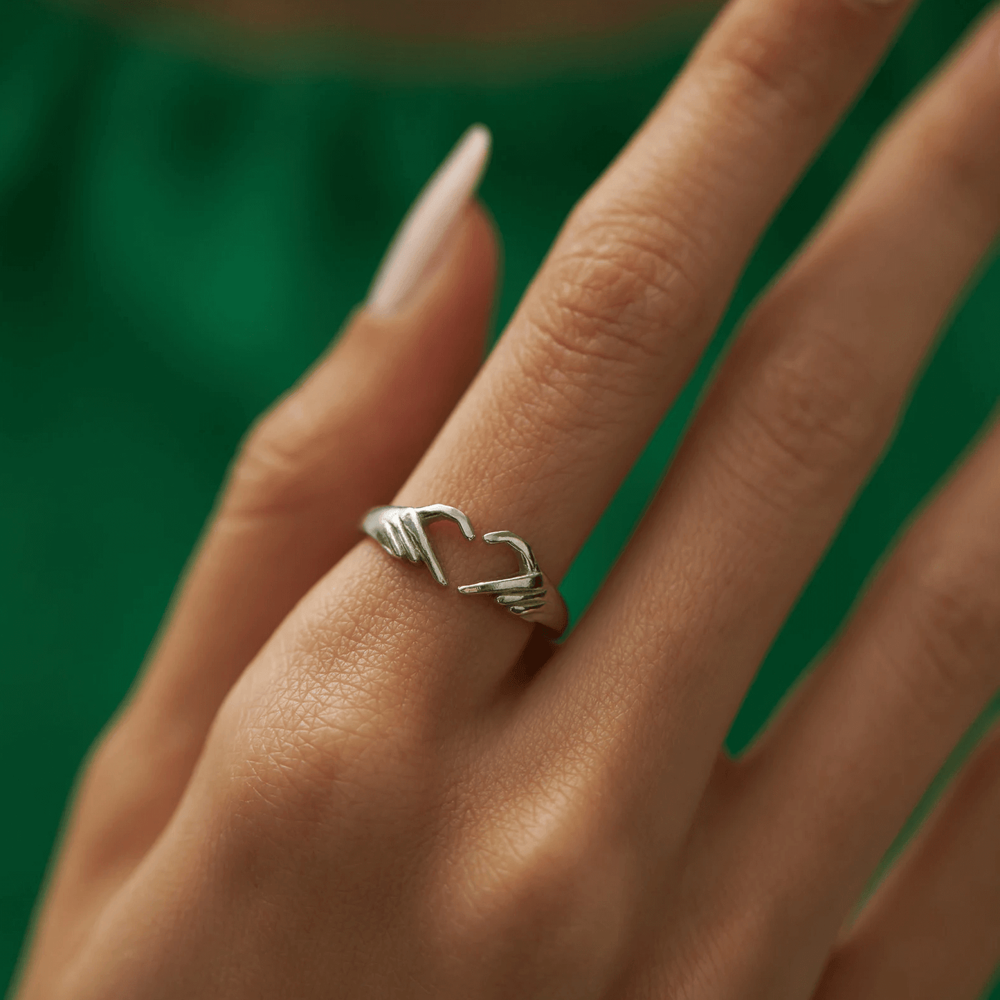Hand Heart Gesture Ring 925K Silver Creative Jewelry