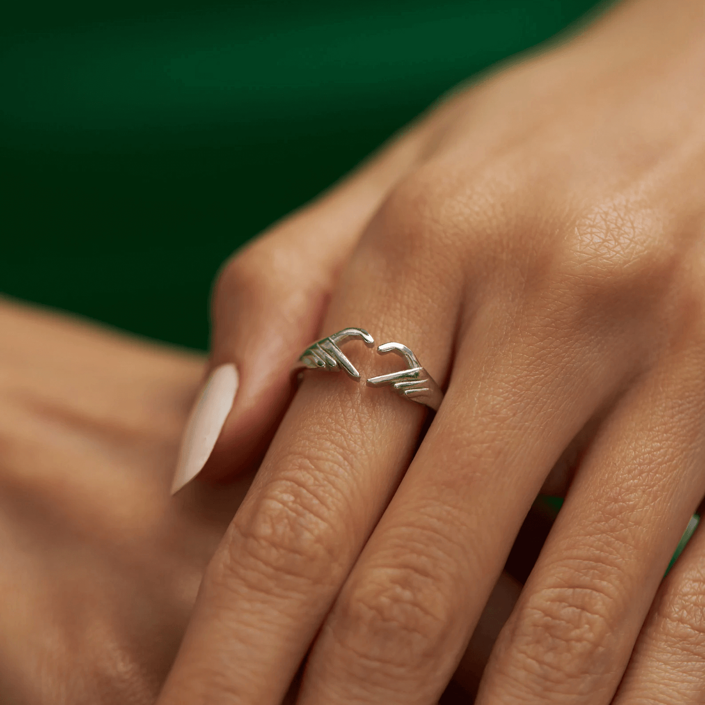 Hand Heart Gesture Ring 925K Silver Creative Jewelry