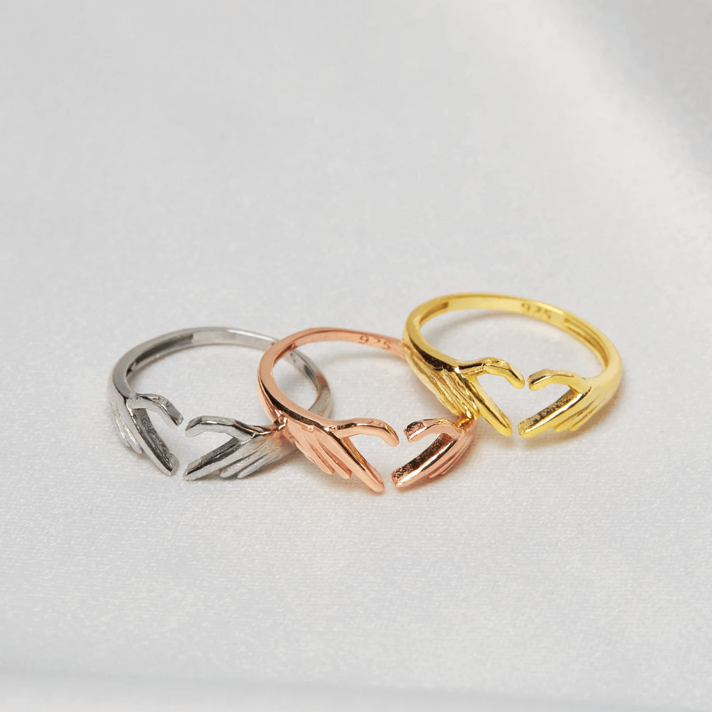 Hand Heart Gesture Ring 925K Silver Creative Jewelry