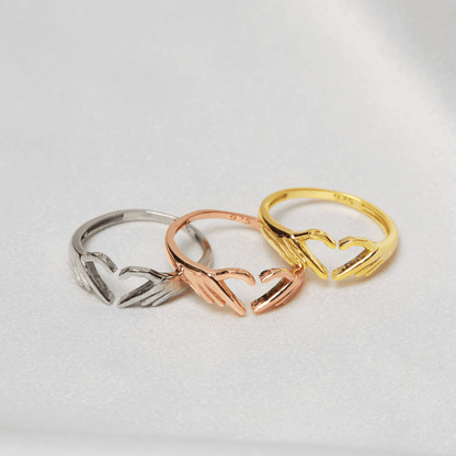 Hand Heart Gesture Ring 925K Silver Creative Jewelry
