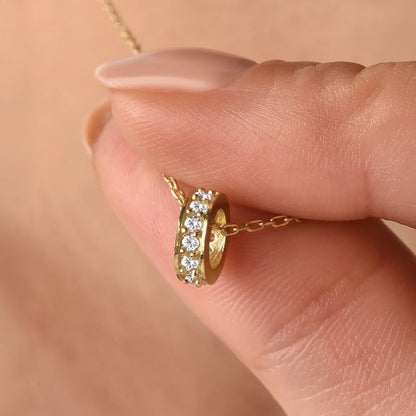 Gold?Plated Crystal Ring Pendant Necklace with Chain