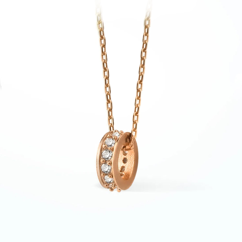 Gold?Plated Crystal Ring Pendant Necklace with Chain