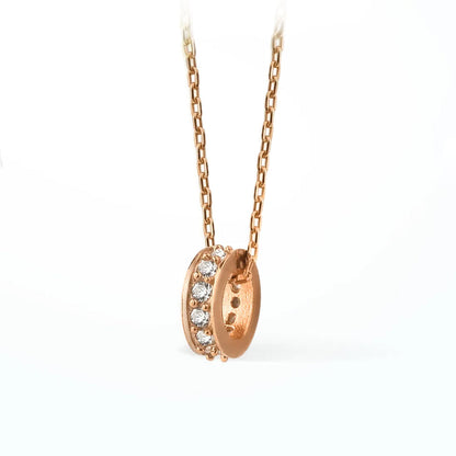 Gold?Plated Crystal Ring Pendant Necklace with Chain