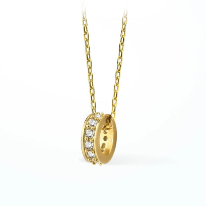 Gold?Plated Crystal Ring Pendant Necklace with Chain