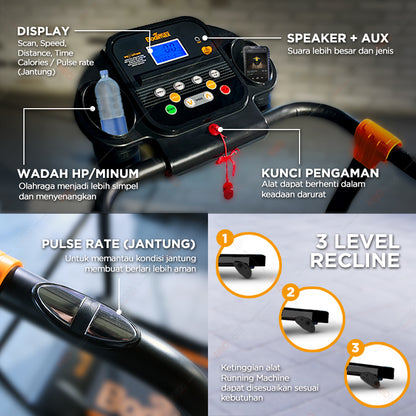 Treadmill Elektrik NEW BODIMAX RUNNING MACHINE WHITE