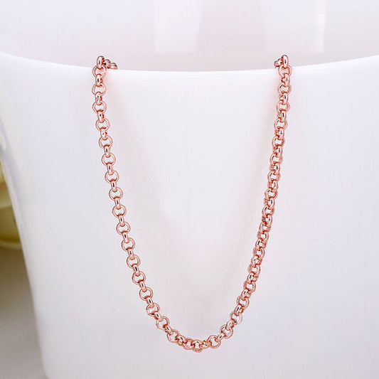 Rolo Chain Women's Necklace Rose Gold Vermeil Jewelry