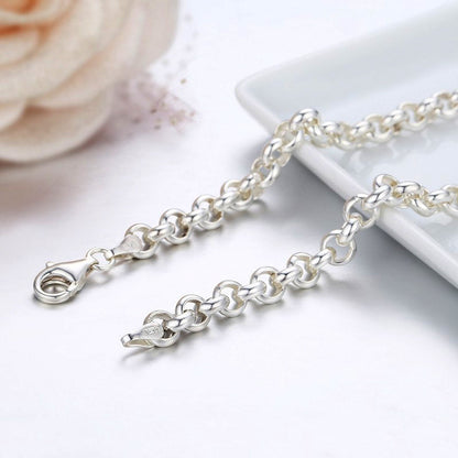 Women's 6 mm Rolo Chain Bracelet Solid Silver Jewelry