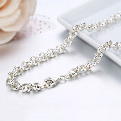 Women's 6 mm Rolo Chain Bracelet Solid Silver Jewelry
