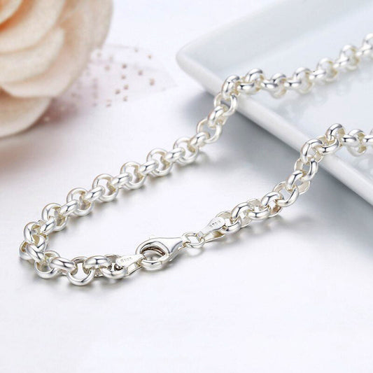 Women's 6 mm Rolo Chain Bracelet Solid Silver Jewelry