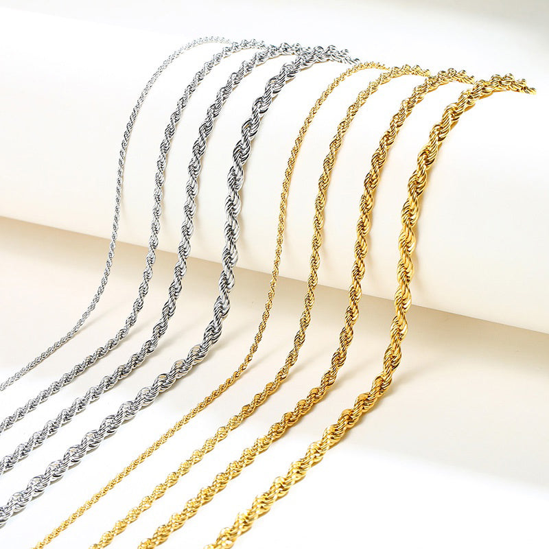 Twisted Rope Chain Thick Spiral Necklace Gold Vintage Choker