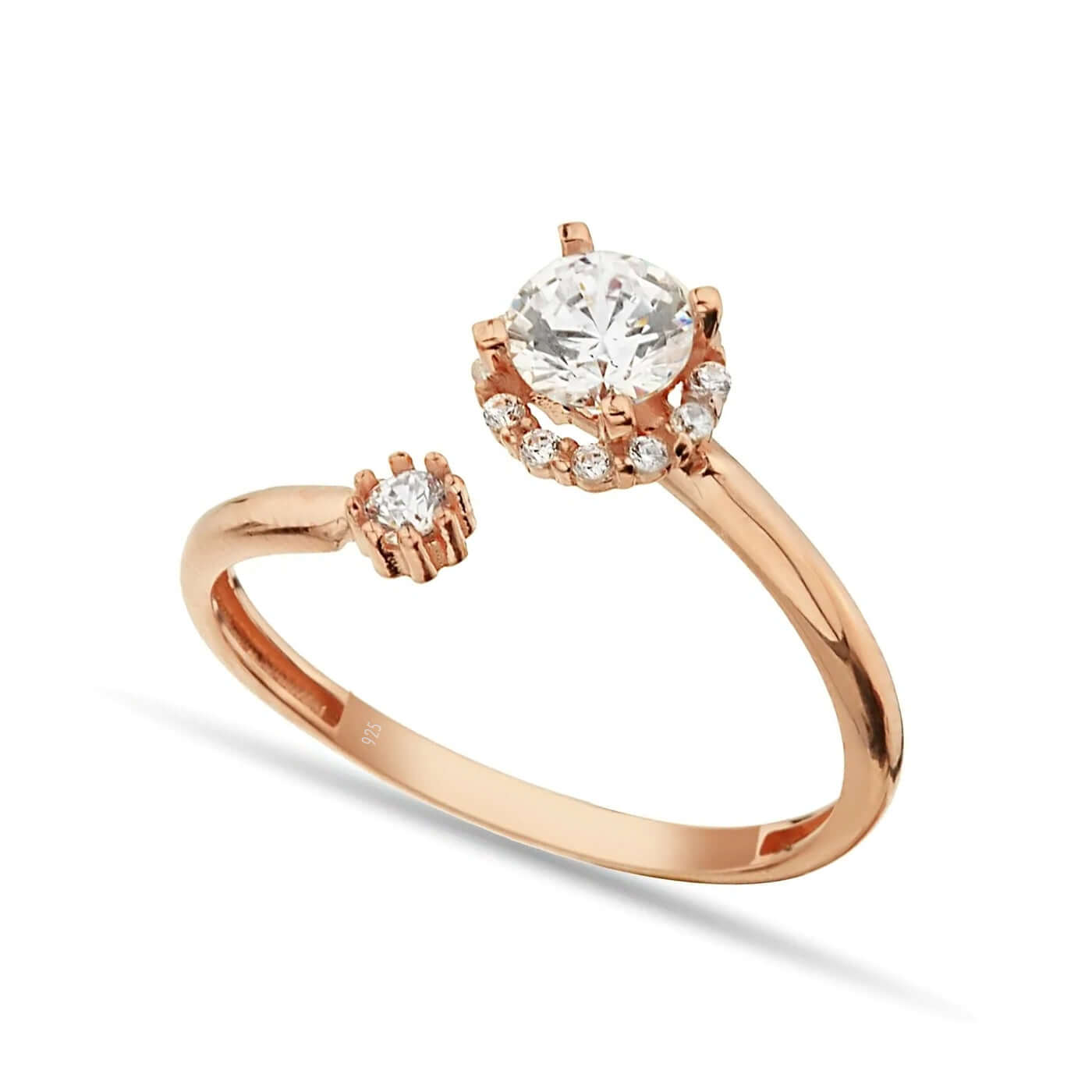 Gold-Plated Sterling Silver Open Ring with Cubic Zirconia