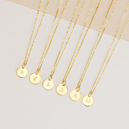 Gold Engravable Dangle Initial Charm Necklace
