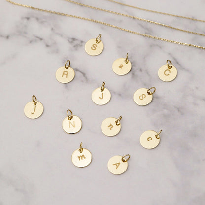 Gold Engravable Dangle Initial Charm Necklace