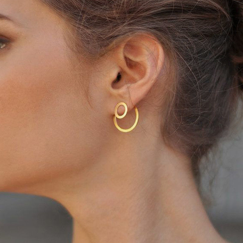 Circle Earrings Sterling Silver Simple Design Female Studs