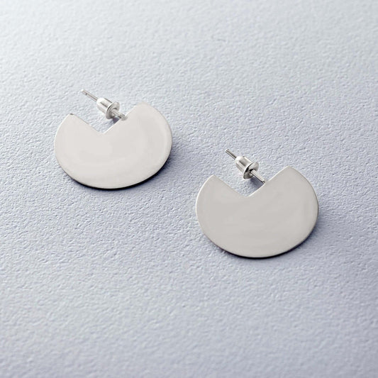 Large Flat Disc Studs 26mm Sterling Silver Statement Earrings