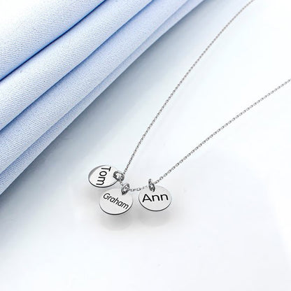 Mom's Necklace Silver Engraved Family Charms