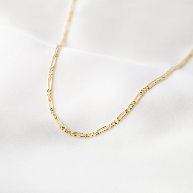 Gold-Plated Silver 3mm Figaro Chain Choker Necklace