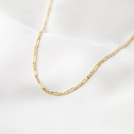 Gold-Plated Silver 3mm Figaro Chain Choker Necklace