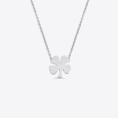 Four Leaf Clover Necklace 14k Solid Gold Mini Pendant