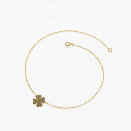 14k Gold Charm Bracelet Four Leaf Clover Fine Jewelry