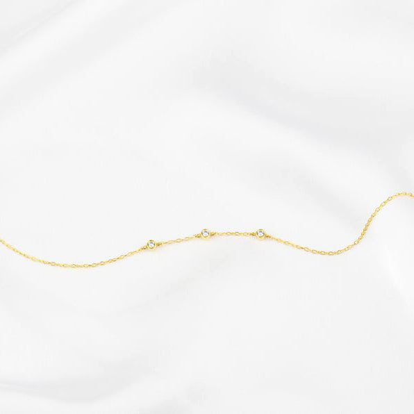 3 Diamonds Women's Bracelet in 14k Solid Gold
