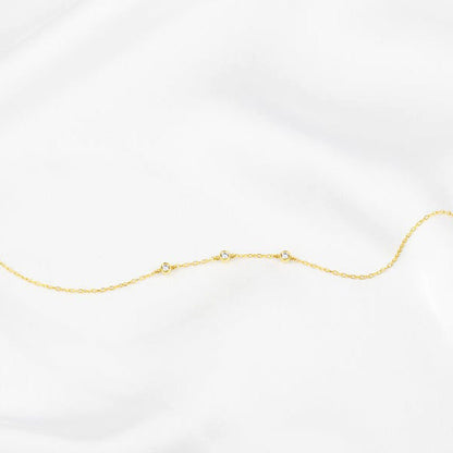 3 Diamonds Women's Bracelet in 14k Solid Gold