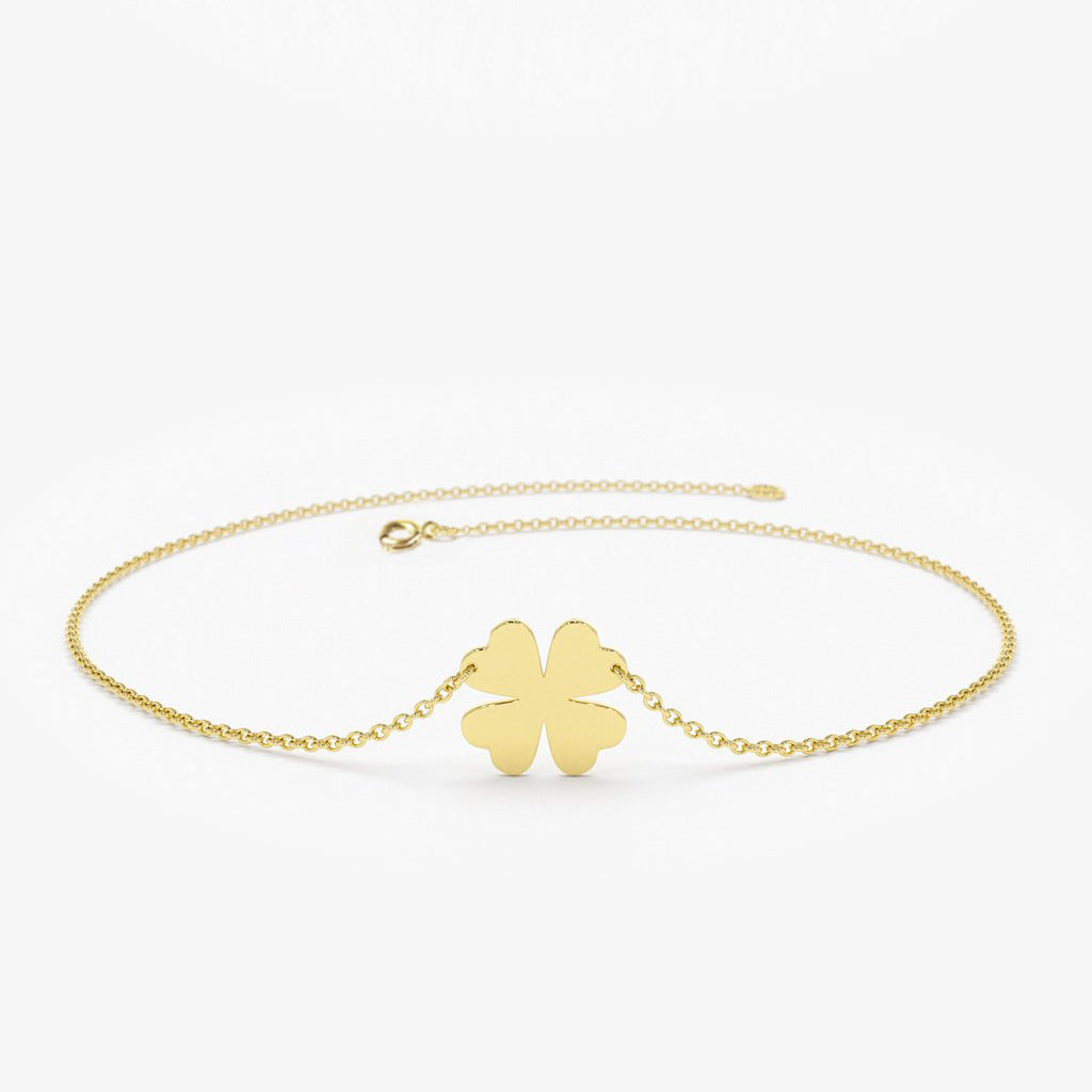 14k Gold Charm Bracelet Four Leaf Clover Fine Jewelry