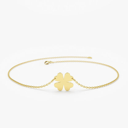 14k Gold Charm Bracelet Four Leaf Clover Fine Jewelry